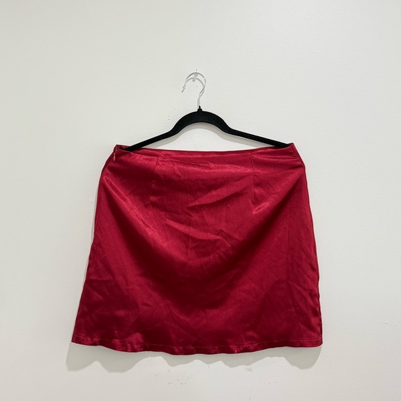 🌸Red Wine Satin Skirt 🌸 - Picture 3 of 3